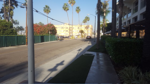 turning north, towards the pier, outside the loews hotel towards the beach