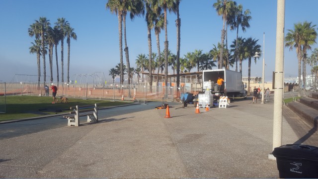 the gymnastics field, turning right at the beach walkway